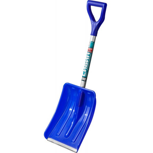 Лопата автомобильная СИБИН АВТО-28 снеговая, пластиковая с ал. планкой, ал. черенок 280 мм (фото 1)