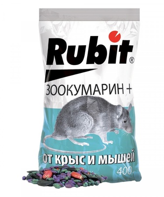 Зерно от мышей и крыс "Рубит Зоокумарин" 400г/20