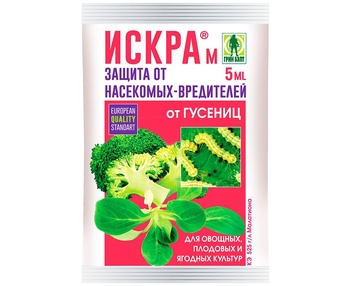 Искра М (амп. 5мл в пакете) ср-во от клещей, тли, совки, плодожорки, моли, листовертки, трипсов